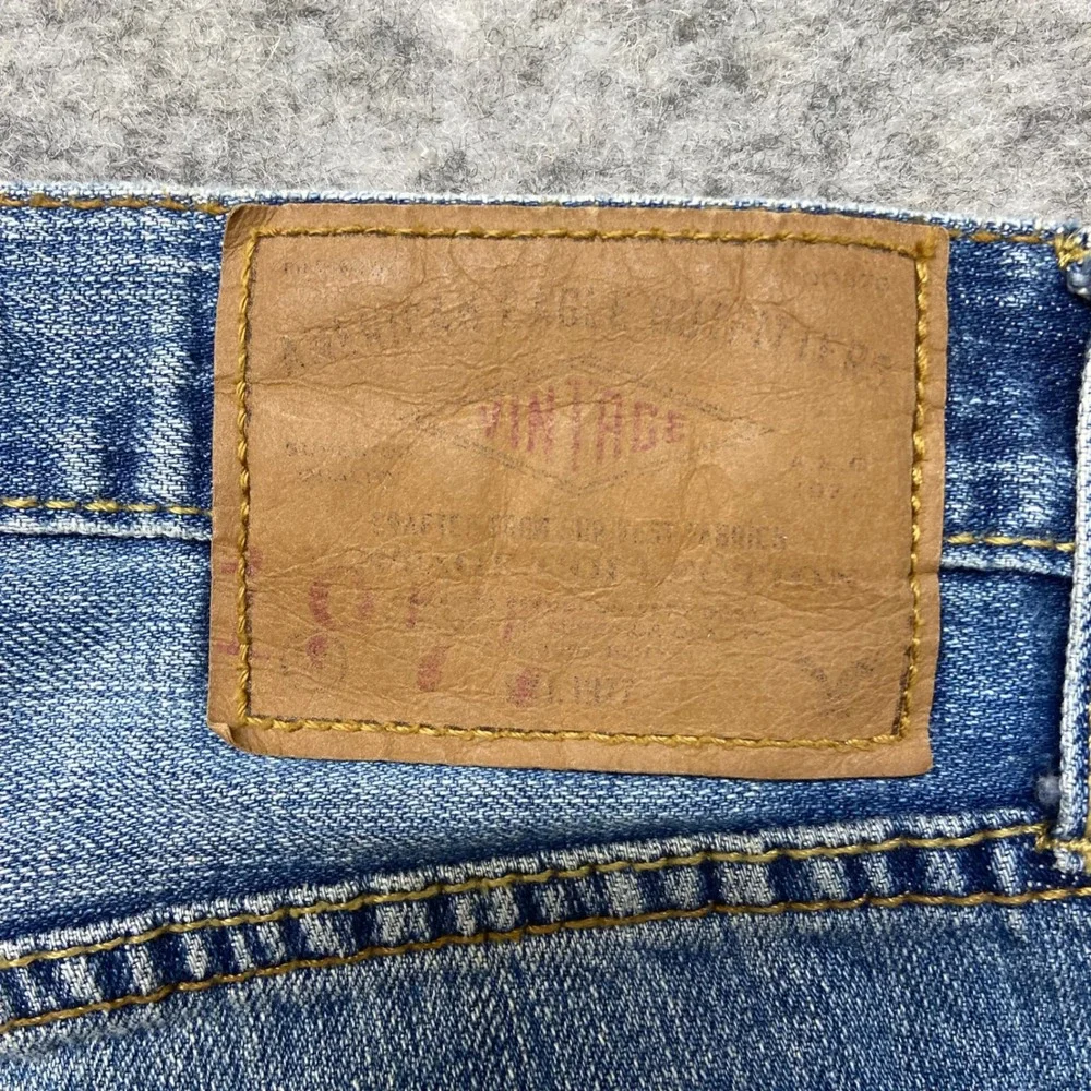 Vintage American Eagle Original Straight‎ Jeans Mens 28x30 Blue Distressed Denim